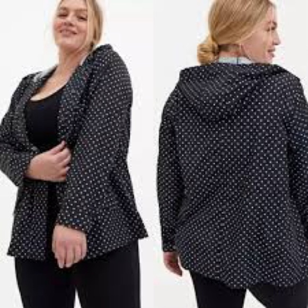 Polka Dot Hooded Jacket - Black/White